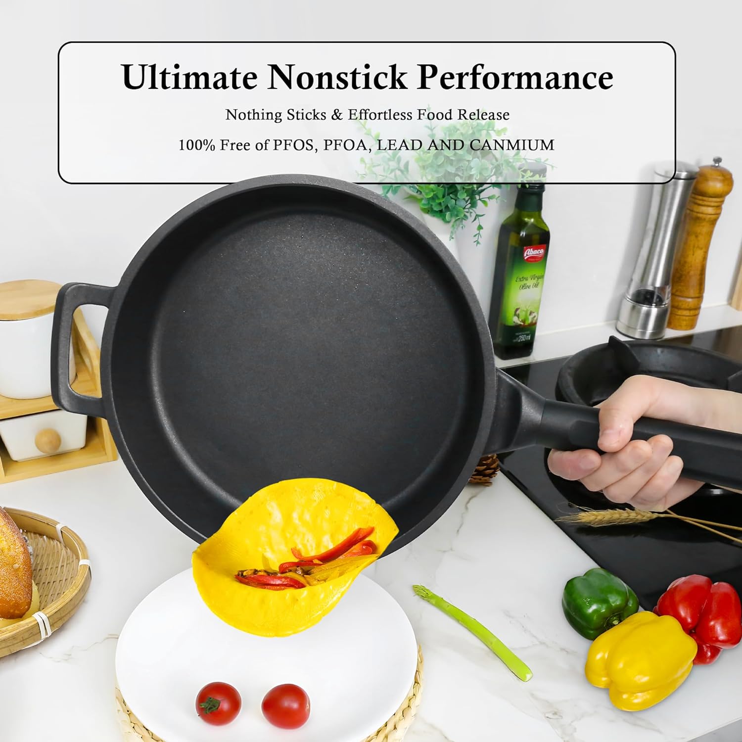 KK5pcs-black 5 Pieces Nonstick Pots and Pans Set Black Aluminum Cookware